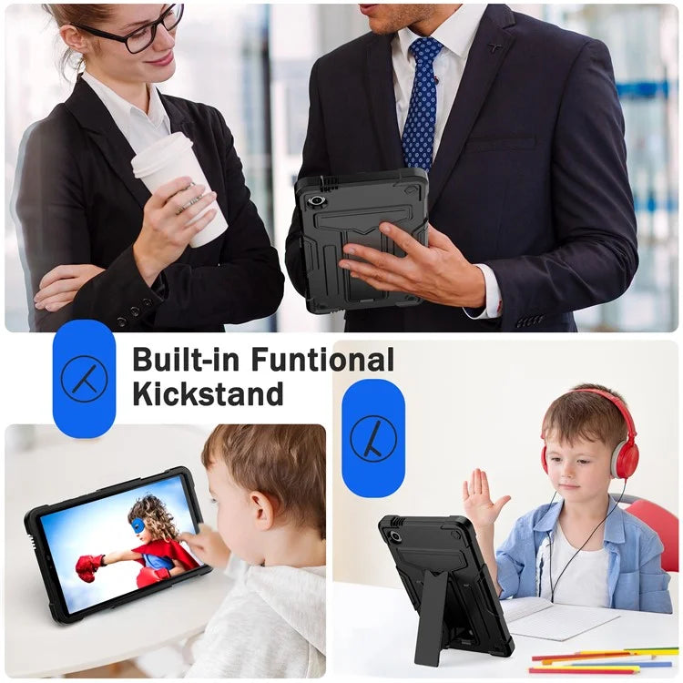 For Samsung Galaxy Tab A9 PC+Silicone Case T-Shaped Kickstand Protective Tablet Cover