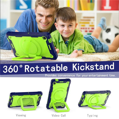 For Samsung Galaxy Tab A9 Rotating Kickstand Cover PC+Silicone Tablet Case with Shoulder Strap