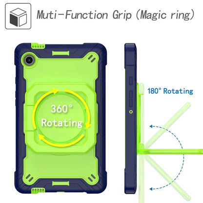 For Samsung Galaxy Tab A9 Rotating Kickstand Cover PC+Silicone Tablet Case with Shoulder Strap