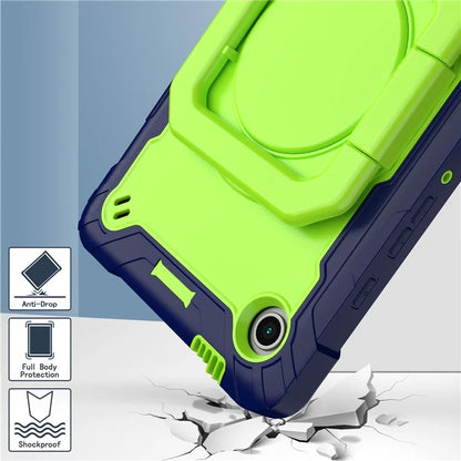 For Samsung Galaxy Tab A9 Rotating Kickstand Cover PC+Silicone Tablet Case with Shoulder Strap