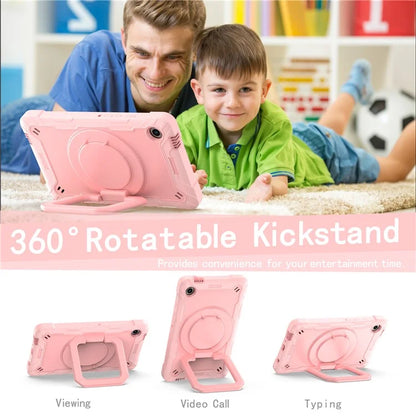 For Samsung Galaxy Tab A9 Rotating Kickstand Cover PC+Silicone Tablet Case with Shoulder Strap