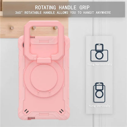 For Samsung Galaxy Tab A9 Rotating Kickstand Cover PC+Silicone Tablet Case with Shoulder Strap