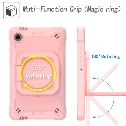 For Samsung Galaxy Tab A9 Rotating Kickstand Cover PC+Silicone Tablet Case with Shoulder Strap
