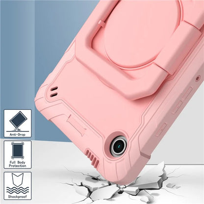 For Samsung Galaxy Tab A9 Rotating Kickstand Cover PC+Silicone Tablet Case with Shoulder Strap