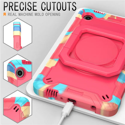 For Samsung Galaxy Tab A9 Rotating Kickstand Cover PC+Silicone Tablet Case with Shoulder Strap