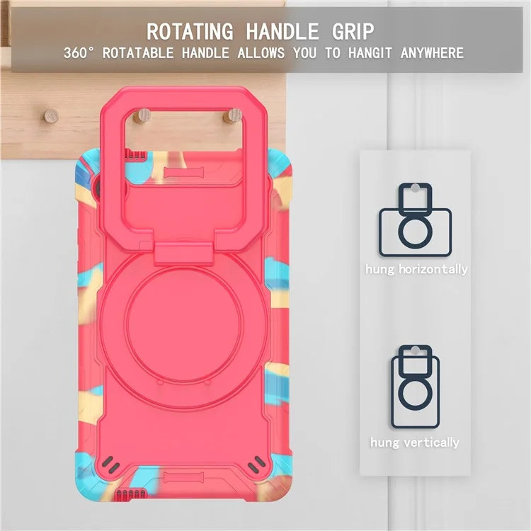 For Samsung Galaxy Tab A9 Rotating Kickstand Cover PC+Silicone Tablet Case with Shoulder Strap