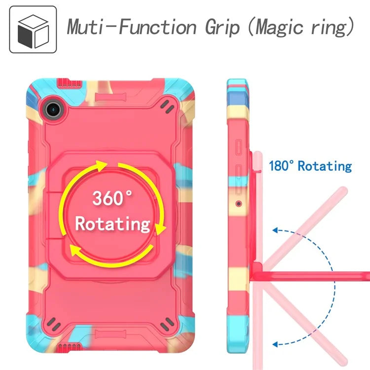For Samsung Galaxy Tab A9 Rotating Kickstand Cover PC+Silicone Tablet Case with Shoulder Strap
