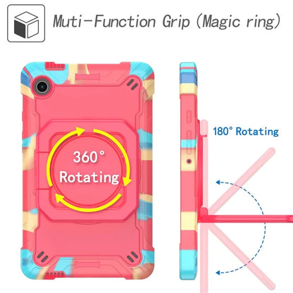 For Samsung Galaxy Tab A9 Rotating Kickstand Cover PC+Silicone Tablet Case with Shoulder Strap