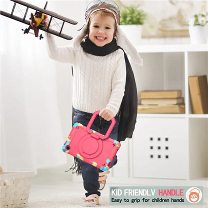 For Samsung Galaxy Tab A9 Rotating Kickstand Cover PC+Silicone Tablet Case with Shoulder Strap
