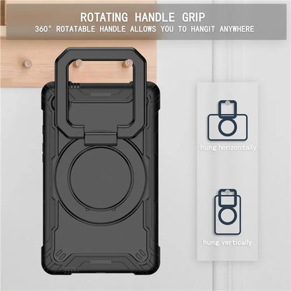 For Samsung Galaxy Tab A9 Rotating Kickstand Cover PC+Silicone Tablet Case with Shoulder Strap