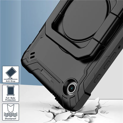 For Samsung Galaxy Tab A9 Rotating Kickstand Cover PC+Silicone Tablet Case with Shoulder Strap