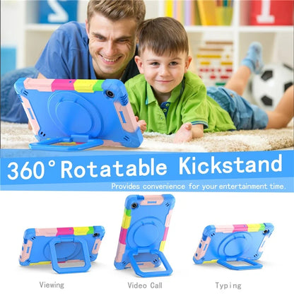 For Samsung Galaxy Tab A9 Rotating Kickstand Cover PC+Silicone Tablet Case with Shoulder Strap