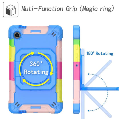 For Samsung Galaxy Tab A9 Rotating Kickstand Cover PC+Silicone Tablet Case with Shoulder Strap