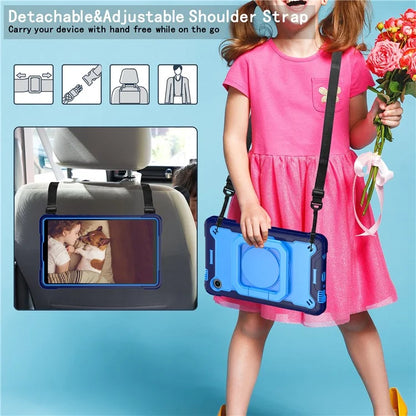 For Samsung Galaxy Tab A9 Rotating Kickstand Cover PC+Silicone Tablet Case with Shoulder Strap