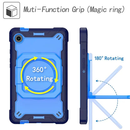 For Samsung Galaxy Tab A9 Rotating Kickstand Cover PC+Silicone Tablet Case with Shoulder Strap