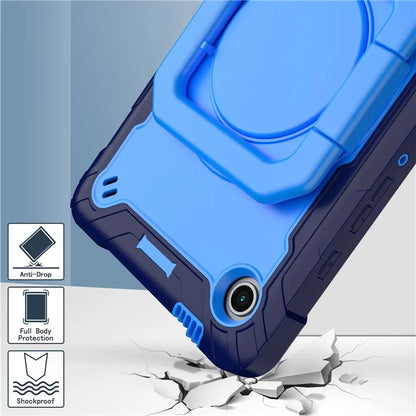 For Samsung Galaxy Tab A9 Rotating Kickstand Cover PC+Silicone Tablet Case with Shoulder Strap