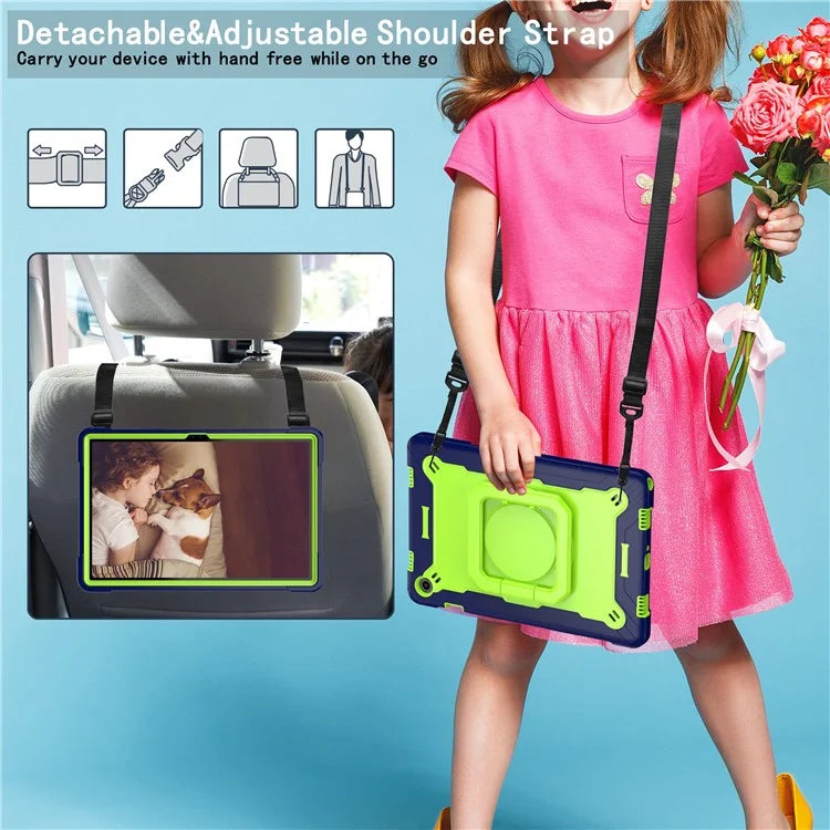 For Samsung Galaxy Tab A9+ Handle Kickstand Cover Rugged Protective Tablet Case with Shoulder Strap
