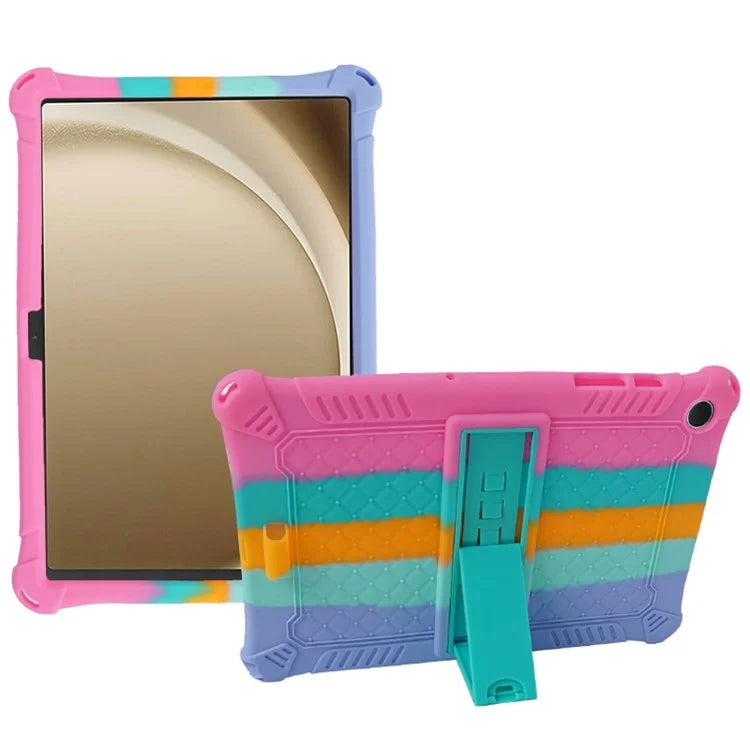 For Samsung Galaxy Tab A9+ X210 / X215 / X216 Silicone Case Retro Texture Kickstand Tablet Cover