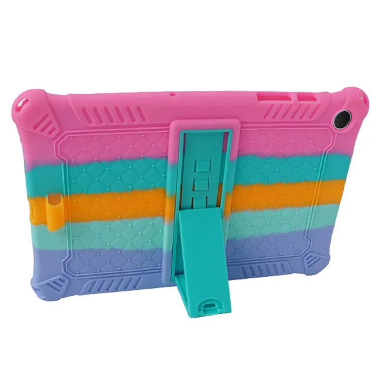 For Samsung Galaxy Tab A9+ X210 / X215 / X216 Silicone Case Retro Texture Kickstand Tablet Cover
