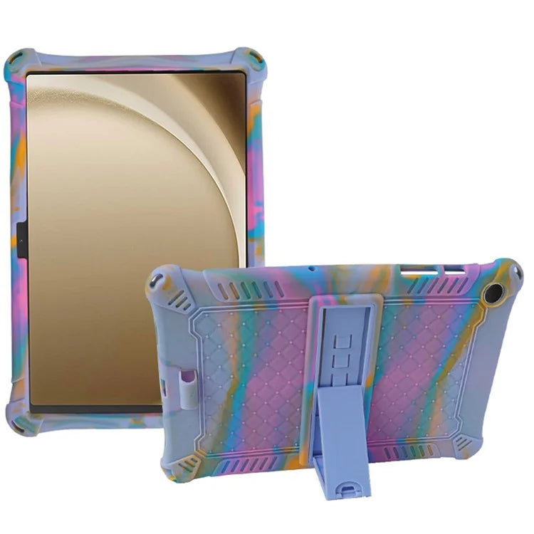 For Samsung Galaxy Tab A9+ X210 / X215 / X216 Silicone Case Retro Texture Kickstand Tablet Cover