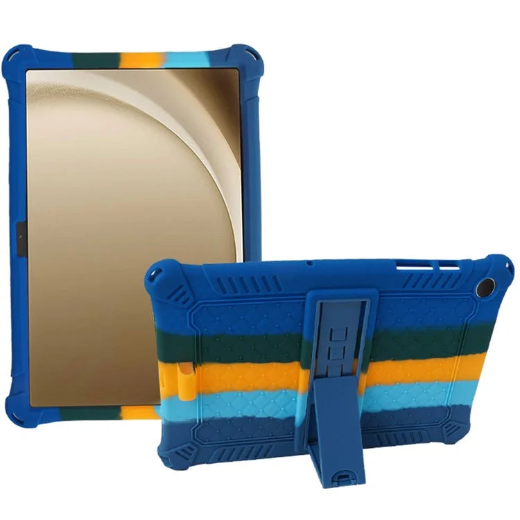 For Samsung Galaxy Tab A9+ X210 / X215 / X216 Silicone Case Retro Texture Kickstand Tablet Cover