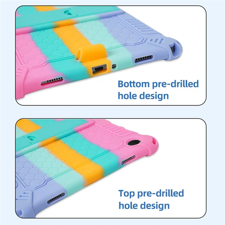 For Samsung Galaxy Tab A9+ X210 / X215 / X216 Silicone Case Retro Texture Kickstand Tablet Cover