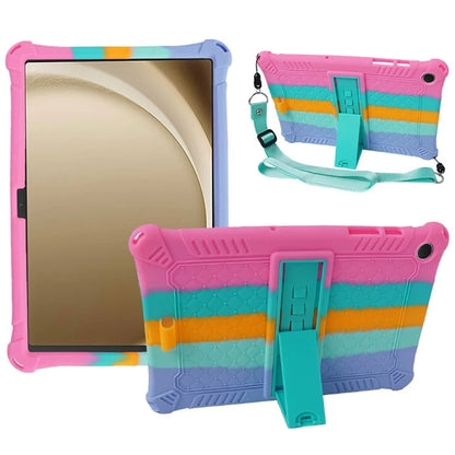 For Samsung Galaxy Tab A9+ X210 / X215 / X216 Silicone Case Kickstand Tablet Cover with Lanyard