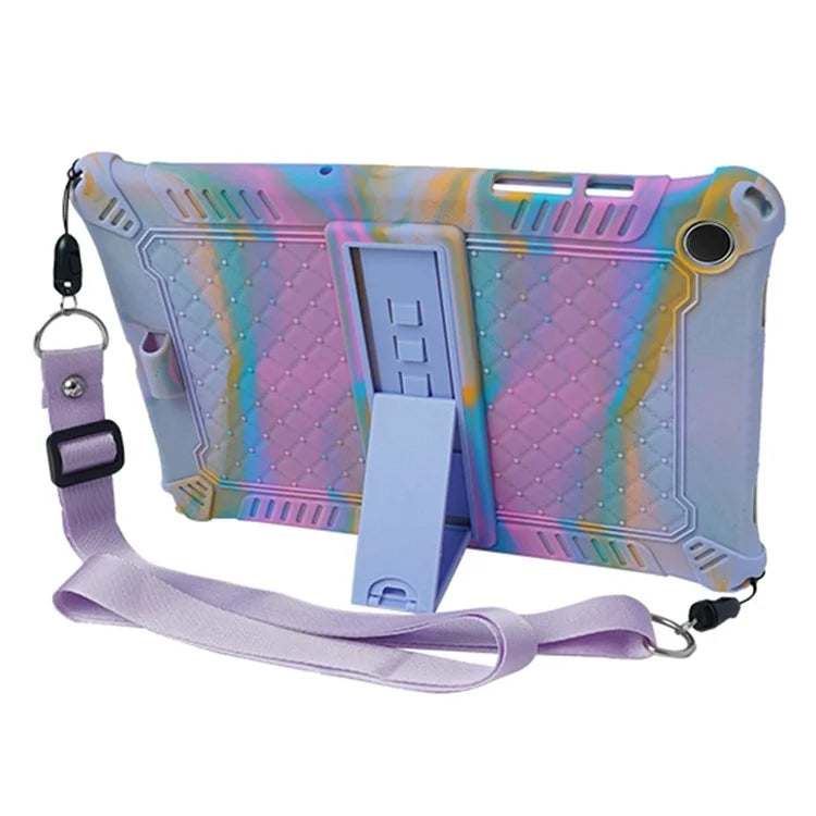 For Samsung Galaxy Tab A9+ X210 / X215 / X216 Silicone Case Kickstand Tablet Cover with Lanyard
