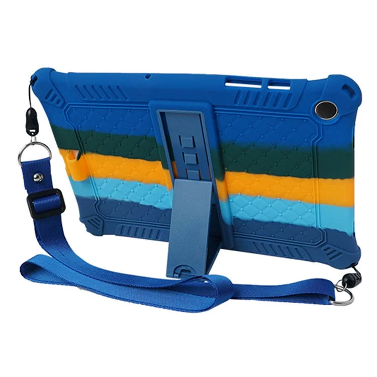 For Samsung Galaxy Tab A9+ X210 / X215 / X216 Silicone Case Kickstand Tablet Cover with Lanyard