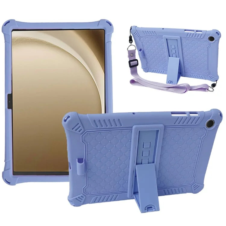For Samsung Galaxy Tab A9+ X210 / X215 / X216 Silicone Case Kickstand Tablet Cover with Lanyard