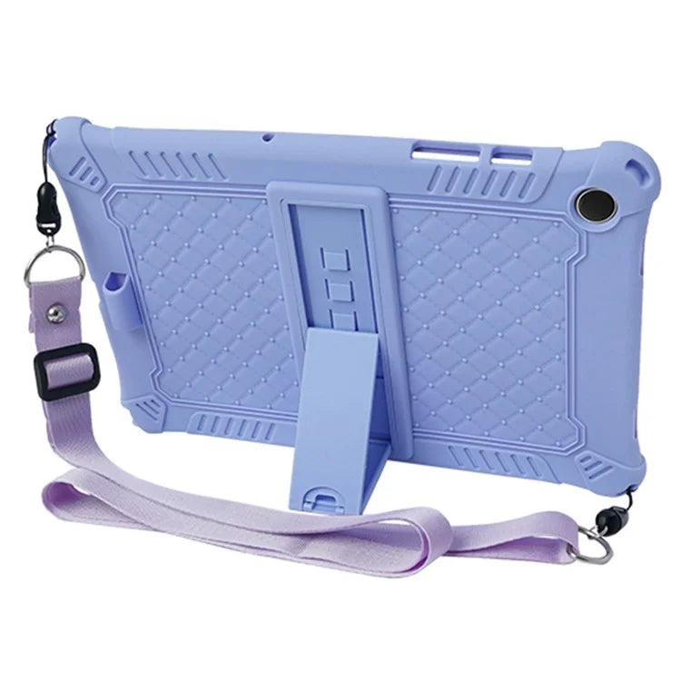 For Samsung Galaxy Tab A9+ X210 / X215 / X216 Silicone Case Kickstand Tablet Cover with Lanyard