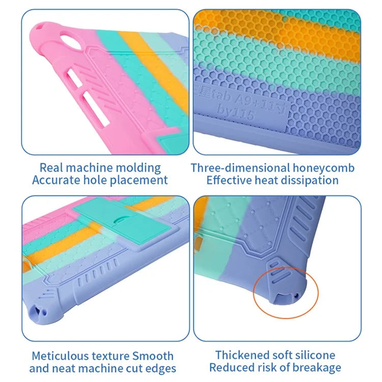 For Samsung Galaxy Tab A9+ X210 / X215 / X216 Silicone Case Kickstand Tablet Cover with Lanyard