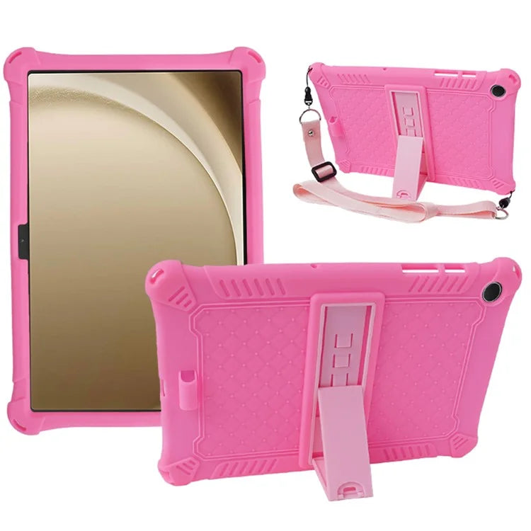 For Samsung Galaxy Tab A9+ X210 / X215 / X216 Silicone Case Kickstand Tablet Cover with Lanyard