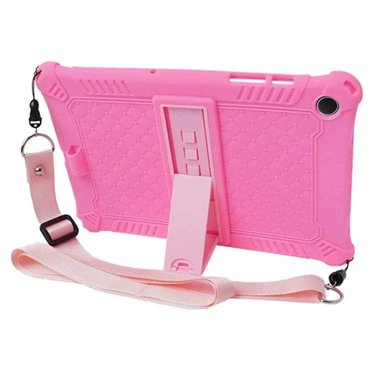 For Samsung Galaxy Tab A9+ X210 / X215 / X216 Silicone Case Kickstand Tablet Cover with Lanyard
