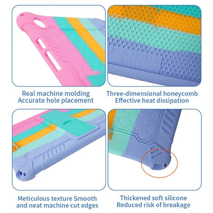 For Samsung Galaxy Tab A9+ X210 / X215 / X216 Silicone Case Kickstand Tablet Cover with Lanyard