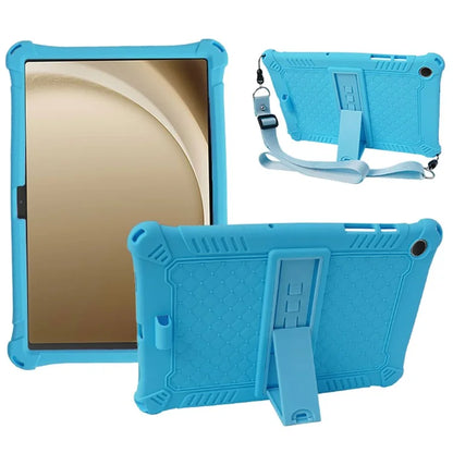For Samsung Galaxy Tab A9+ X210 / X215 / X216 Silicone Case Kickstand Tablet Cover with Lanyard