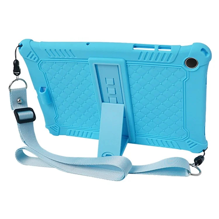 For Samsung Galaxy Tab A9+ X210 / X215 / X216 Silicone Case Kickstand Tablet Cover with Lanyard