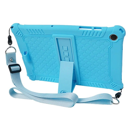 For Samsung Galaxy Tab A9+ X210 / X215 / X216 Silicone Case Kickstand Tablet Cover with Lanyard