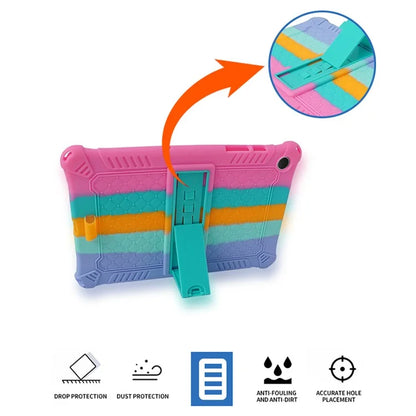 For Samsung Galaxy Tab A9+ X210 / X215 / X216 Silicone Case Kickstand Tablet Cover with Lanyard