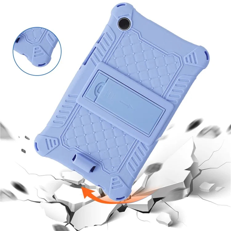 For Samsung Galaxy Tab A9 Retro Texture Silicone Case Kickstand Tablet Cover with Shoulder Strap