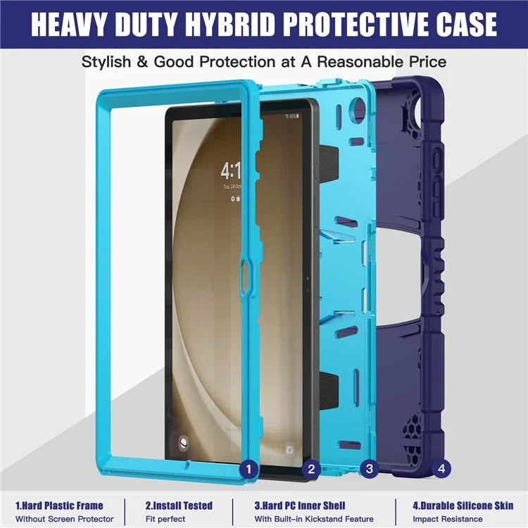 For Samsung Galaxy Tab A9+ Tablet Case Shockproof PC+Silicone Protective Cover with Kickstand