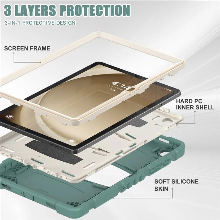 For Samsung Galaxy Tab A9+ Tablet Case Shockproof PC+Silicone Protective Cover with Kickstand