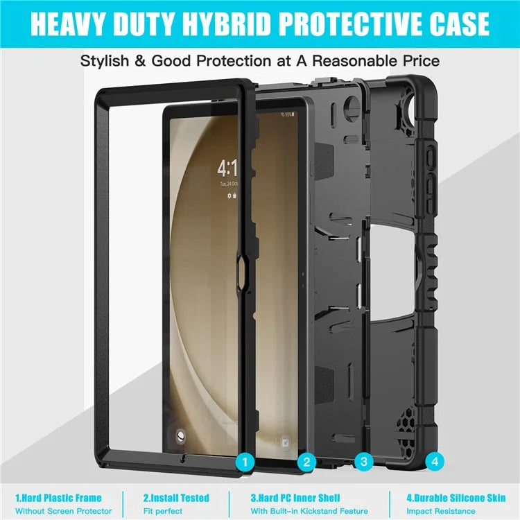 For Samsung Galaxy Tab A9+ Tablet Case Shockproof PC+Silicone Protective Cover with Kickstand