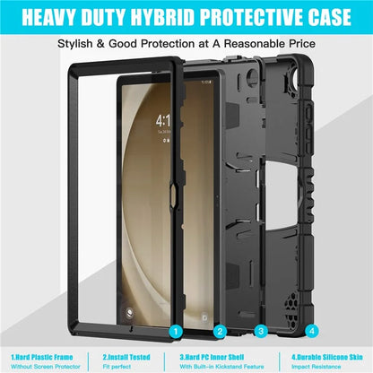 For Samsung Galaxy Tab A9+ Tablet Case Shockproof PC+Silicone Protective Cover with Kickstand