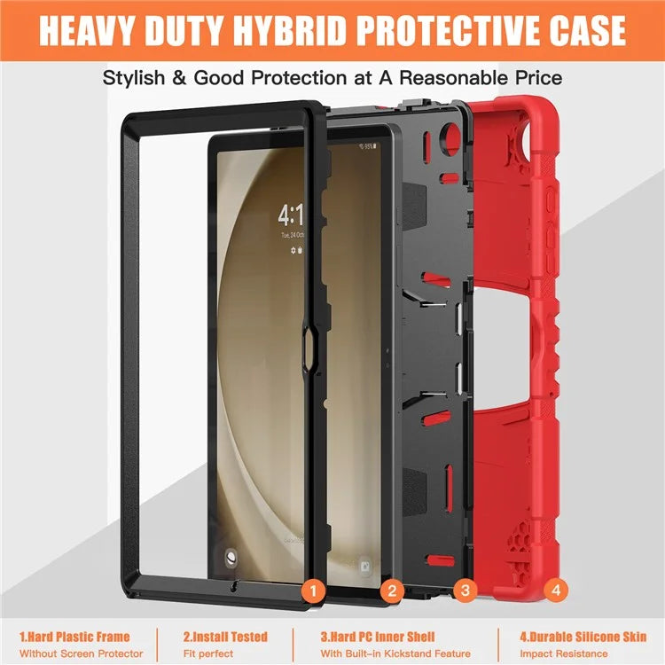 For Samsung Galaxy Tab A9+ Tablet Case Shockproof PC+Silicone Protective Cover with Kickstand