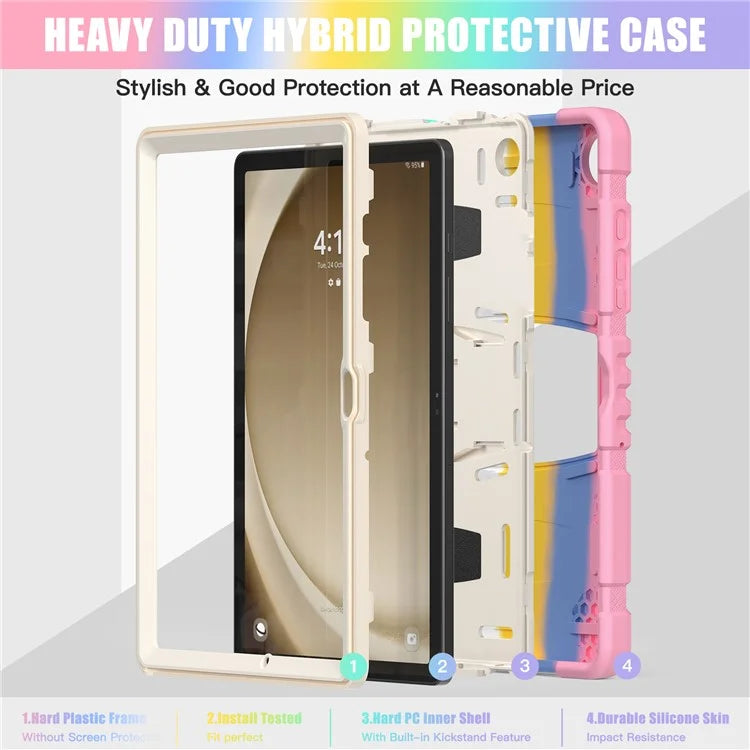 For Samsung Galaxy Tab A9+ Tablet Case Shockproof PC+Silicone Protective Cover with Kickstand