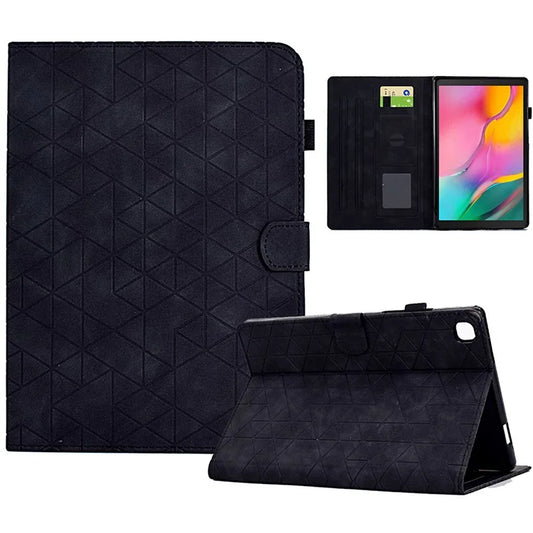 For Samsung Galaxy Tab A 10.1 (2019) T510 T515 Case Rhombus Imprinted Leather Tablet Cover