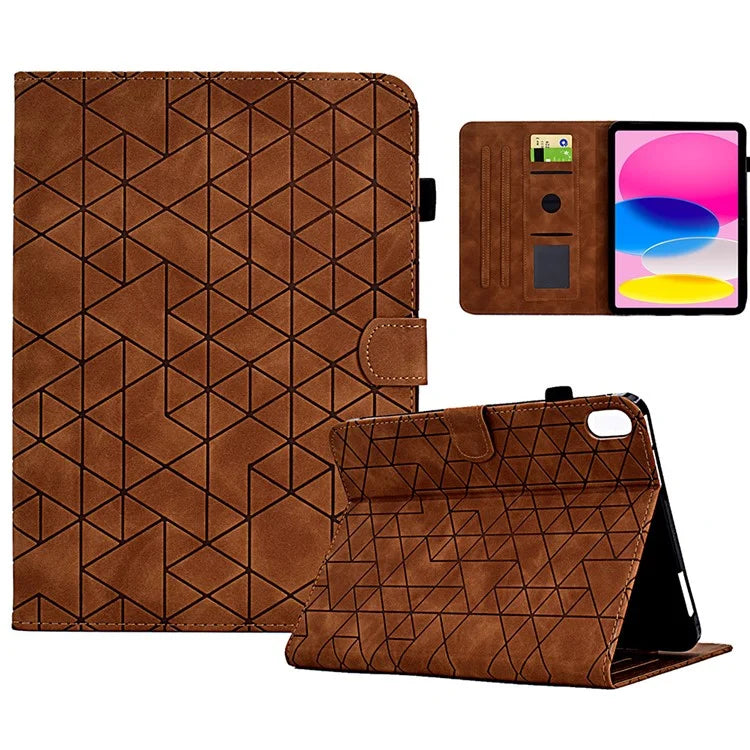 For iPad 10.9 (2022) Case Card Slot Pattern Imprinted PU Leather Tablet Cover