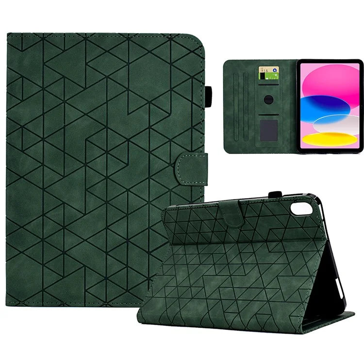 For iPad 10.9 (2022) Case Card Slot Pattern Imprinted PU Leather Tablet Cover