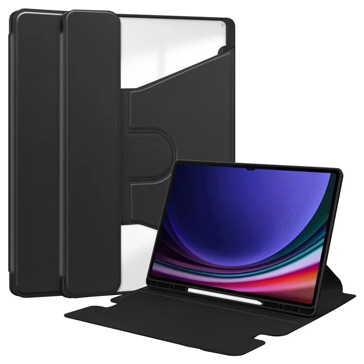 For Samsung Galaxy Tab S9 Ultra Case PU Leather+Acrylic Smart Tablet Cover (without Keyboard)